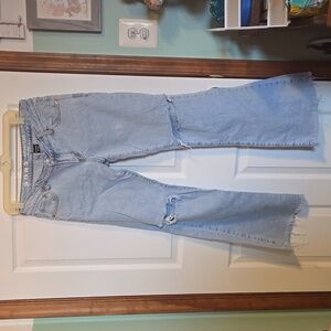 S.o.N.G. vintage flare low rise distressed raw edge blue jeans 9/29